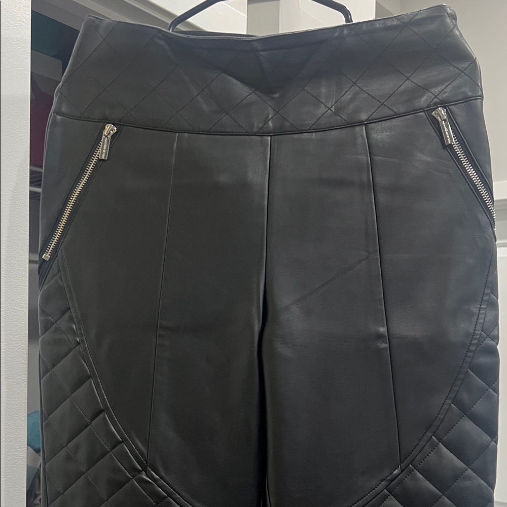 Black Quilted Pants with Zipper Details - Picture 2 of 7